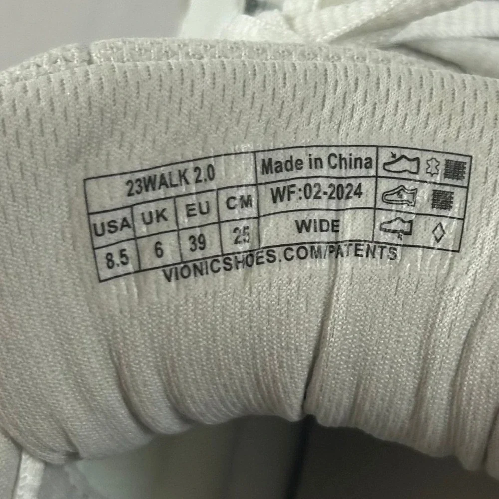 Vionic 23WALK 2.0 Shoes Womens 8.5 Wide White‎ Silver Leather Walking Sneakers
